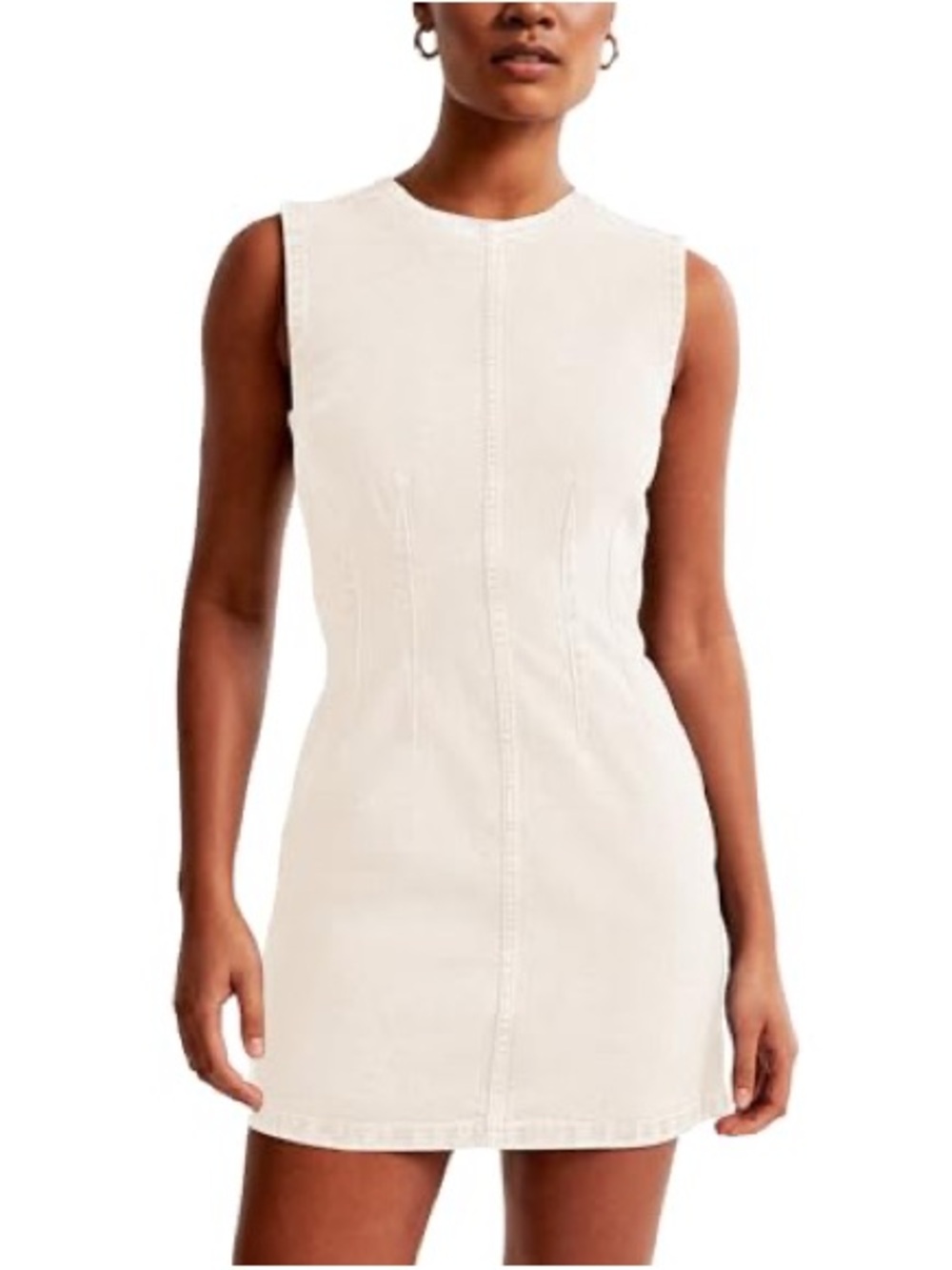 Abercrombie & Fitch Beige Shift Dress Sleeveless Round Neck Back Zip Tailored Si